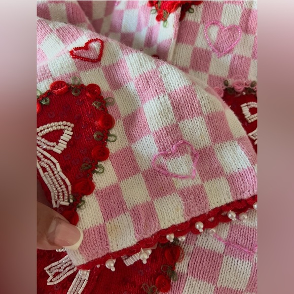 Design Options By Philip & Jane Gordon VTG Valentines Day Cardigan RARE - Picture 15 of 15